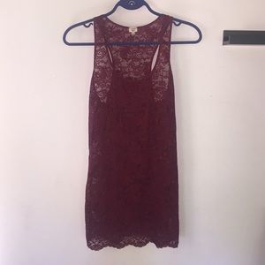 Burgundy lace Wilfred dress